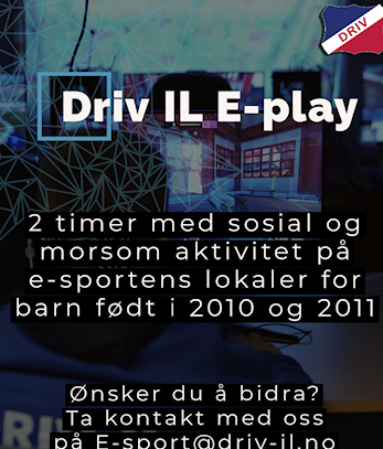 Driv IL E-sport åpner for eget E-play parti for 4. og 5. klasse! (født 2010 og 2011)